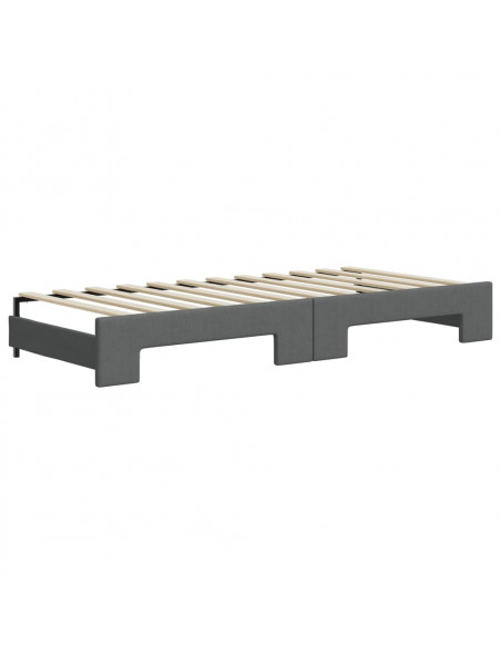 Divano Letto Estraibile Cassetti Grigio Scuro 90x200cm Tessuto