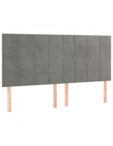 Testiera 4 pz Grigio Chiaro 80x5x78/88 cm in Velluto