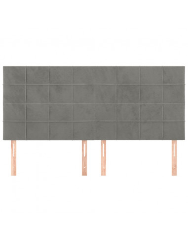 Testiera 4 pz Grigio Chiaro 80x5x78/88 cm in Velluto