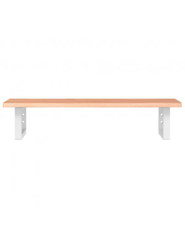 Ripiano a Parete per Lavabo in Acciaio e Massello di Rovere