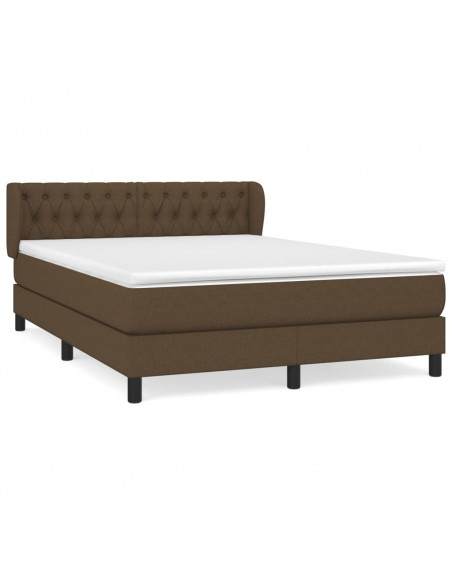 Giroletto a Molle con Materasso Marrone Scuro 140x190cm Tessuto