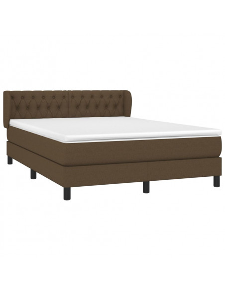 Giroletto a Molle con Materasso Marrone Scuro 140x190cm Tessuto