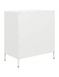 Credenza Bianca 68x39x73,5 cm in Acciaio Laminato a Freddo 2