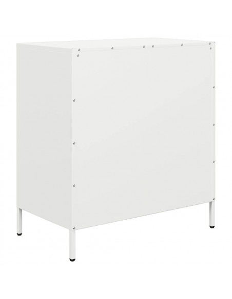 Credenza Bianca 68x39x73,5 cm in Acciaio Laminato a Freddo