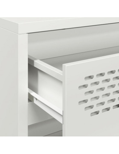 Credenza Bianca 68x39x73,5 cm in Acciaio Laminato a Freddo