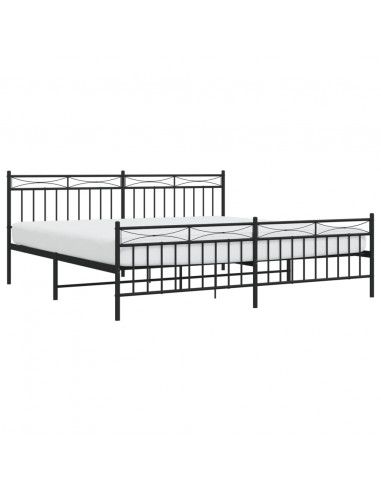 Giroletto con Testiera e Pediera Metallo Nero 193x203 cm