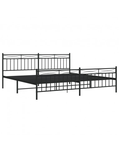 Giroletto con Testiera e Pediera Metallo Nero 193x203 cm