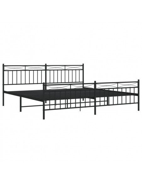 Giroletto con Testiera e Pediera Metallo Nero 193x203 cm