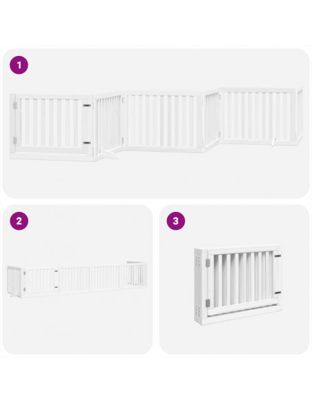 Cancello Cani Porta Pieghevole Bianco 6 Pannelli 480 cm Pioppo