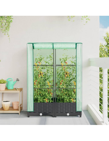 Letto Rialzato con Copertura Serra Effetto Rattan 80x40x123 cm