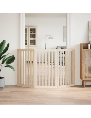 Cancello per Cani Pieghevole 3 Pannelli 150 cm Legno di Pioppo