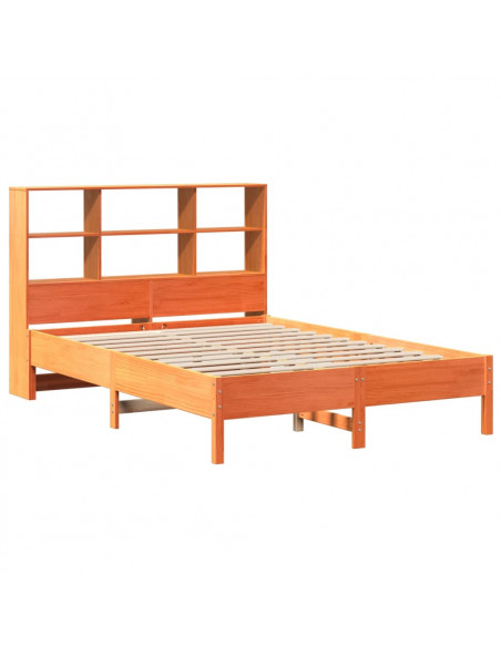 Letto Libreria senza Materasso Marrone Cera 160x200 cm in Pino