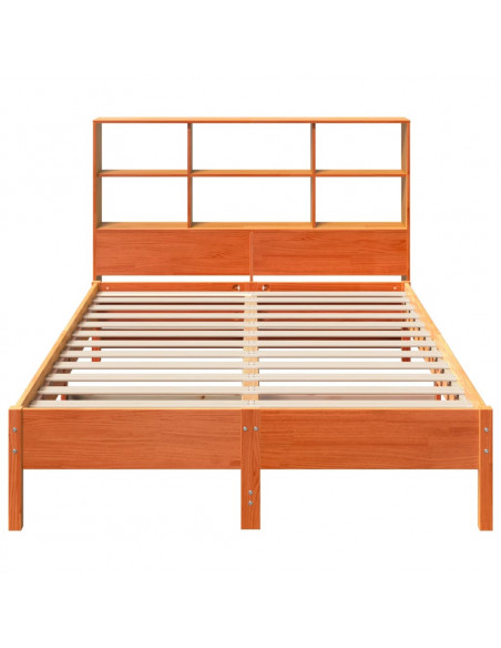 Letto Libreria senza Materasso Marrone Cera 160x200 cm in Pino