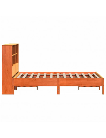 Letto Libreria senza Materasso Marrone Cera 160x200 cm in Pino