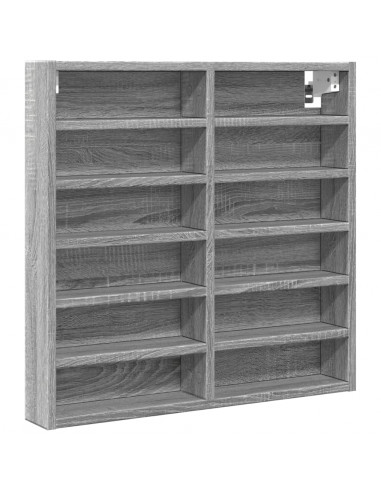 Armadietto Vetrina Grigio Sonoma 60x8,5x58 cm Legno Multistrato