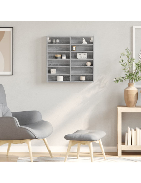 Armadietto Vetrina Grigio Sonoma 60x8,5x58 cm Legno Multistrato