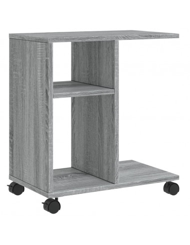 Tavolino con Ruote Grigio Sonoma 50x30x55 cm Legno Multistrato