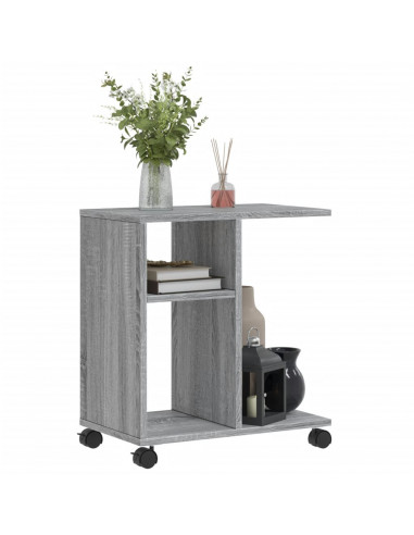 Tavolino con Ruote Grigio Sonoma 50x30x55 cm Legno Multistrato