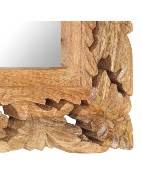 Specchio Intagliato a Mano 80x50 cm in Legno Massello di Mango