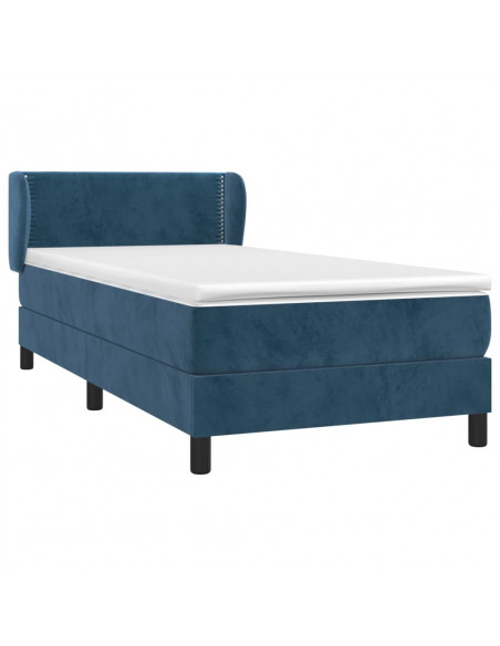 Giroletto a Molle con Materasso Blu Scuro 90x190 cm in Velluto
