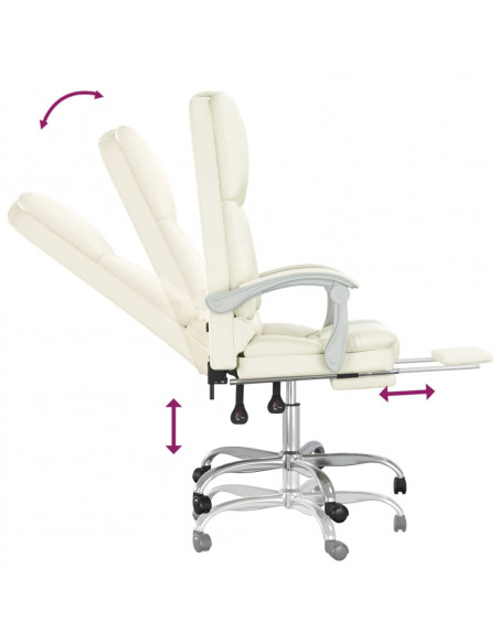 Poltrona da Ufficio Massaggiante Reclinabile Crema Similpelle