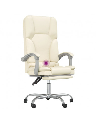 Poltrona da Ufficio Massaggiante Reclinabile Crema Similpelle