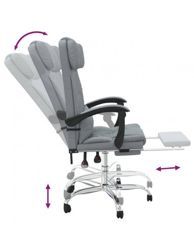 Sedia da Ufficio Massaggio Reclinabile Grigio chiaro in Tessuto