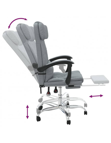Sedia da Ufficio Massaggio Reclinabile Grigio chiaro in Tessuto