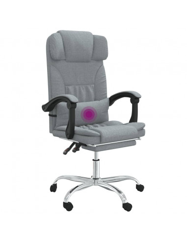 Sedia da Ufficio Massaggio Reclinabile Grigio chiaro in Tessuto