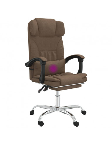 Sedia da Ufficio Massaggio Reclinabile Marrone in Tessuto