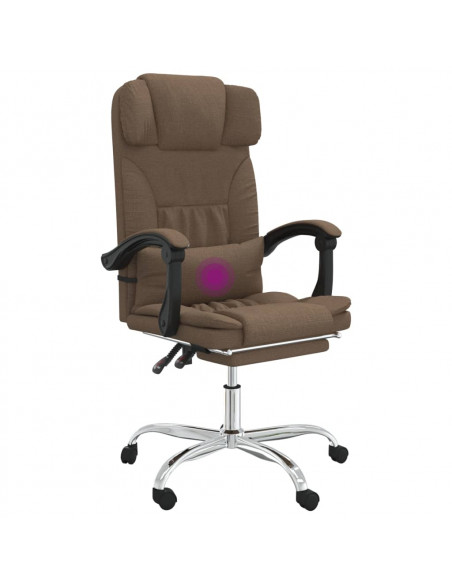 Sedia da Ufficio Massaggio Reclinabile Marrone in Tessuto