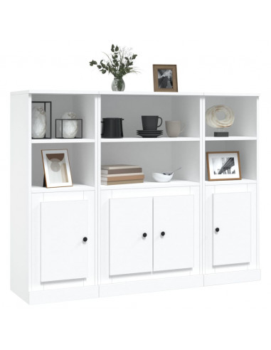 Credenze 3 pz Bianche in Legno Multistrato