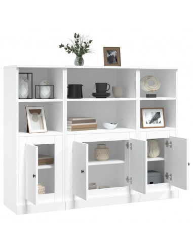 Credenze 3 pz Bianche in Legno Multistrato