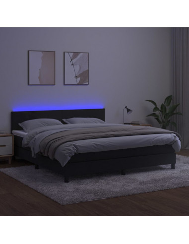 Letto a Molle con Materasso e LED Verde Scuro 180x200cm Velluto