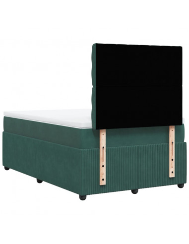 Giroletto a Molle con Materasso Verde Scuro 120x190 cm Velluto