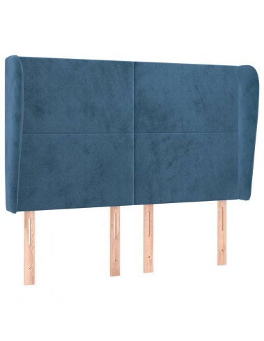 Testiera ad Orecchio Blu Scuro 147x23x118/128cm in Velluto