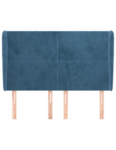 Testiera ad Orecchio Blu Scuro 147x23x118/128cm in Velluto