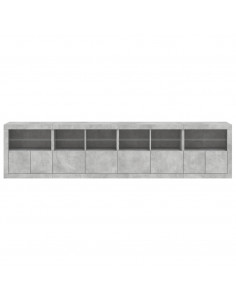 Credenza con Luci LED Grigio Cemento 283x37x67 cm 2