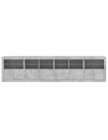 Credenza con Luci LED Grigio Cemento 283x37x67 cm