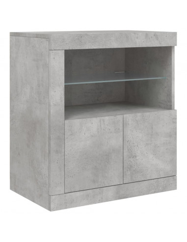 Credenza con Luci LED Grigio Cemento 283x37x67 cm