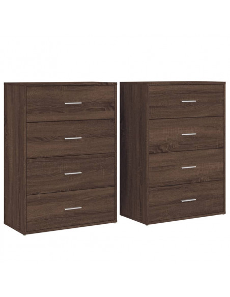 Credenze 2 pz Rovere Marrone 60x31x84 cm in Legno Multistrato