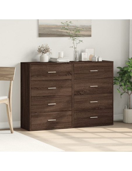 Credenze 2 pz Rovere Marrone 60x31x84 cm in Legno Multistrato