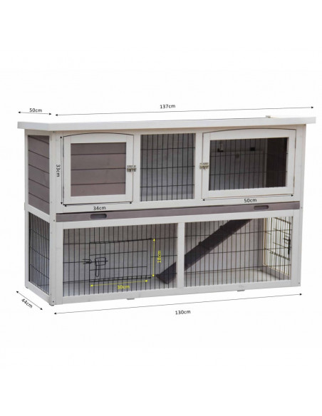 @Pet  Conigliera Bigfoot in Legno 137x50x85 cm Bianca 26024