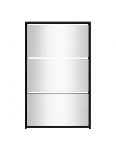 Scarpiera con Specchio a 3 Livelli Nera 63x17x102,5 cm