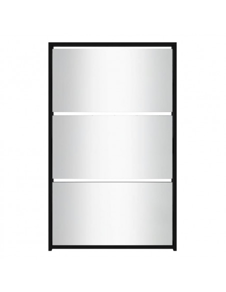 Scarpiera con Specchio a 3 Livelli Nera 63x17x102,5 cm