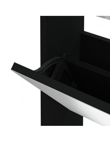 Scarpiera con Specchio a 3 Livelli Nera 63x17x102,5 cm