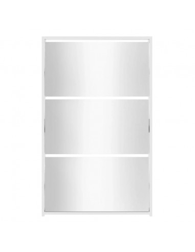 Scarpiera con Specchio a 3 Livelli Bianco Lucido 63x17x102,5 cm