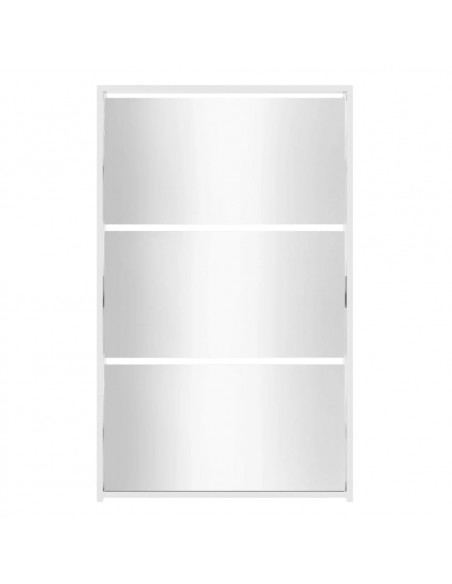 Scarpiera con Specchio a 3 Livelli Bianco Lucido 63x17x102,5 cm