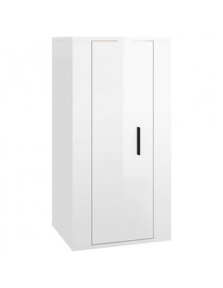 Set di Mobili Porta TV 2 pz Bianco Lucido in Legno Multistrato