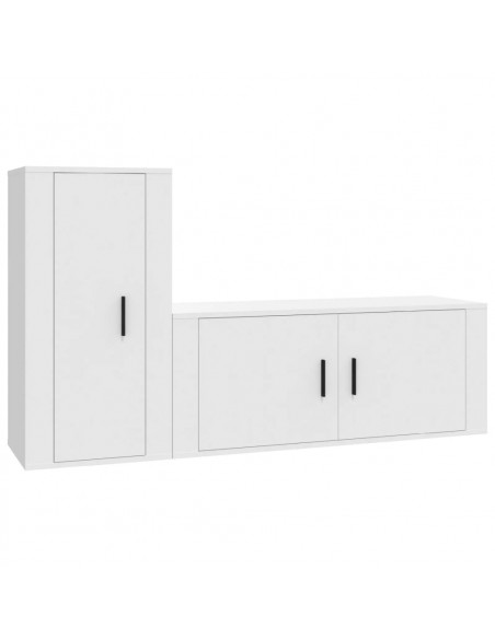 Set di Mobili Porta TV 2 pz Bianco in Legno Multistrato